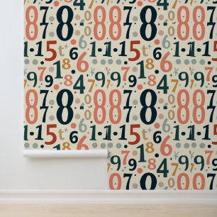 Papier Peint Numéros modernes Motif   Typographie mathématique 