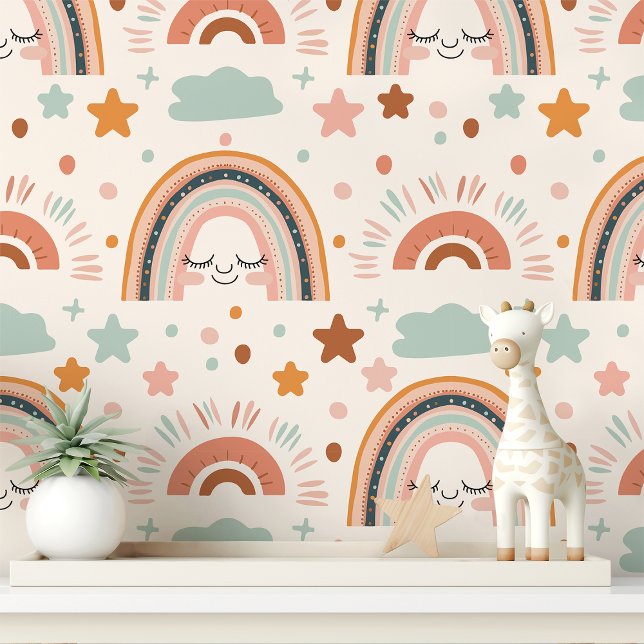 Papier Peint Nurserie Bohème Arc-en-Ciel (Créateur téléchargé)