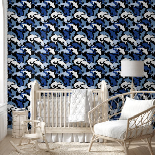 Papier Peint nurserie de requins de plage de garçons cool