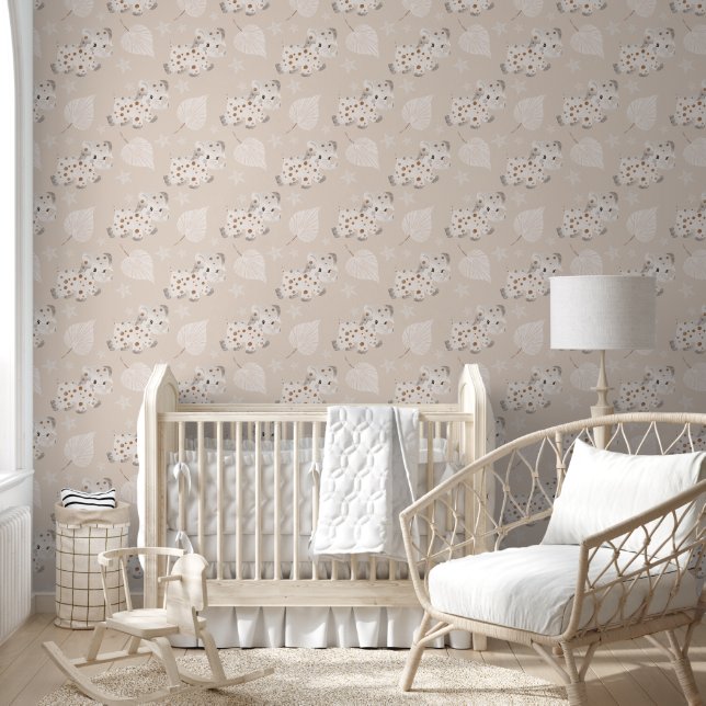 Papier Peint Nursery Boho Tan Spotted Elephant (Enfants)