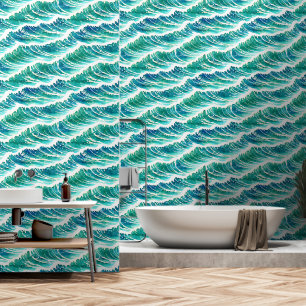 Papier Peint Océan vagues côtier sans coutures motif nautique