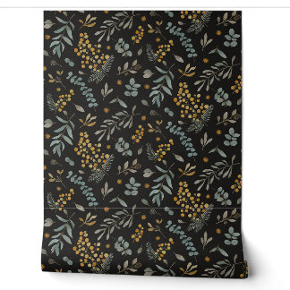 Papier Peint Oeucalyptus australien floral noir