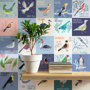 Papier Peint Oiseaux autour du monde aquarelle art