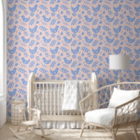 Oiseaux d'art populaire Pastel rose et bleu
