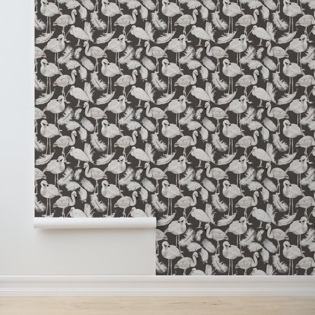 Papier Peint Oiseaux de Flamant rose tropicaux (Application)
