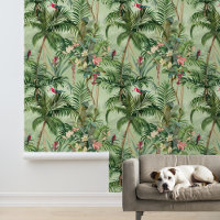 Oiseaux de la forêt tropicale feuilles palmiers