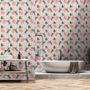 Papier Peint Oiseaux tropicaux, feuilles et fleurs