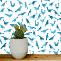 Oiseaux turquoises et blancs Aquarelle Art