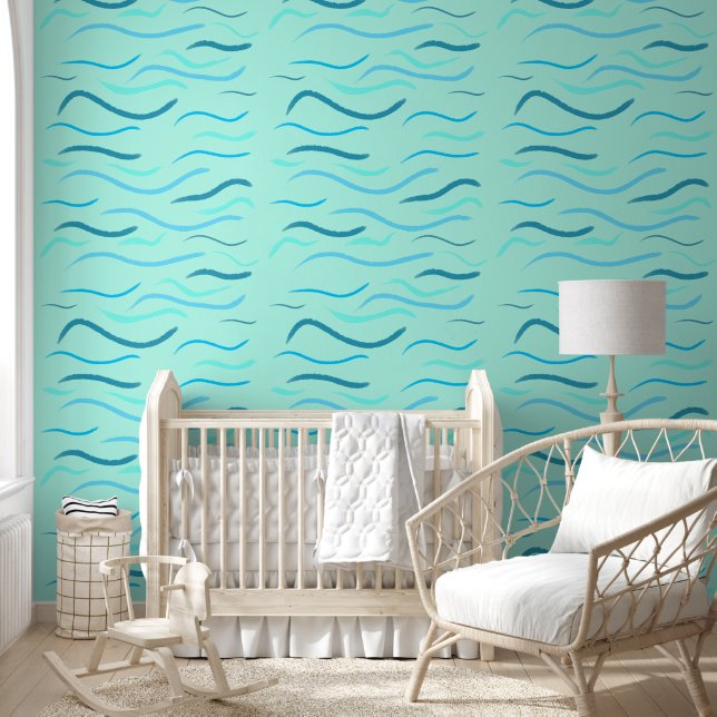 Papier Peint Ondes bleu océan (Enfants)