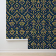 Or Baroque Floral bleu foncé