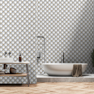 Papier Peint Or Diamond Tufé Blanc