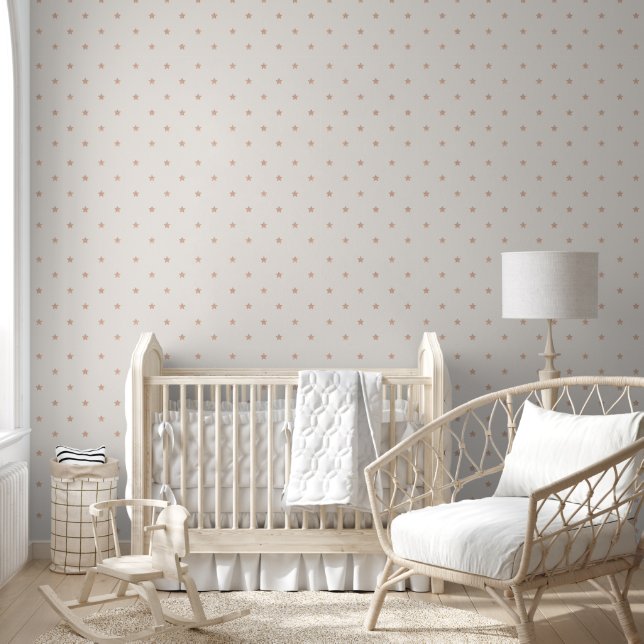 Papier Peint or rose étoiles métalliques motif beige (Enfants)