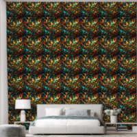 Or Turquoise Et Orange Abstrait Art,