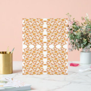 papier peint orange et blanc au design floral