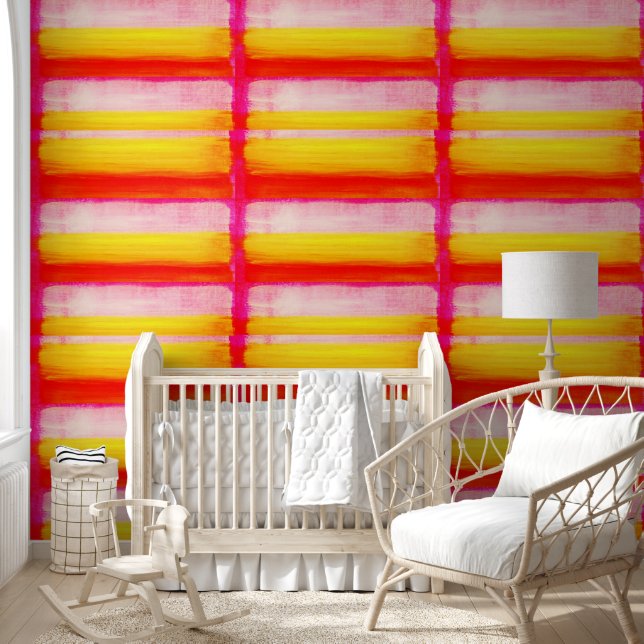 Papier peint Orange Yellow Stripe (Enfants)