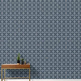 Papier Peint Ornement blanc sur Motif bleu foncé