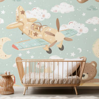 Ours en peluche et avion Pastel Sky