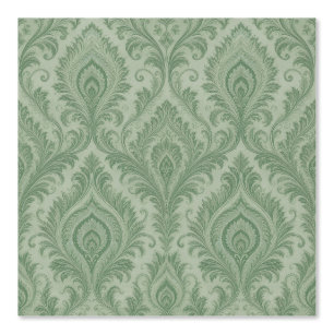 Papier Peint Pale Jade Plume de Paon Damassé Persan-A
