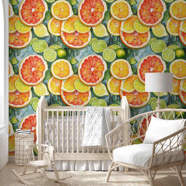 Papier Peint Pamplemousse, citrons, limons et oranges agrumes (Enfants)