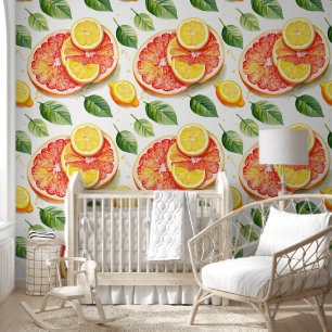 Papier Peint Pamplemousse et citrons Aquarelle Citrus