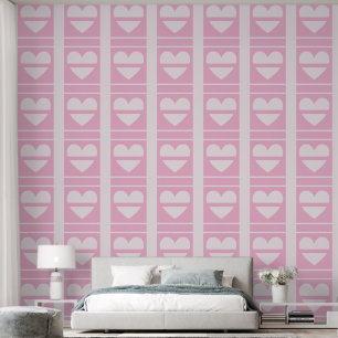 Papier Peint Panneaux élégants de demi-coeur Pastel Rose doux