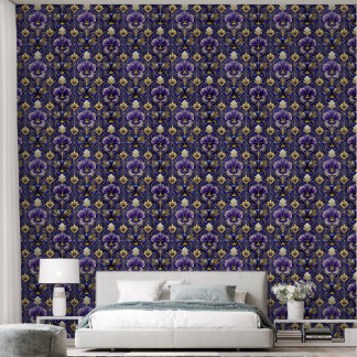 Papier Peint Pansy violet, style art déco
