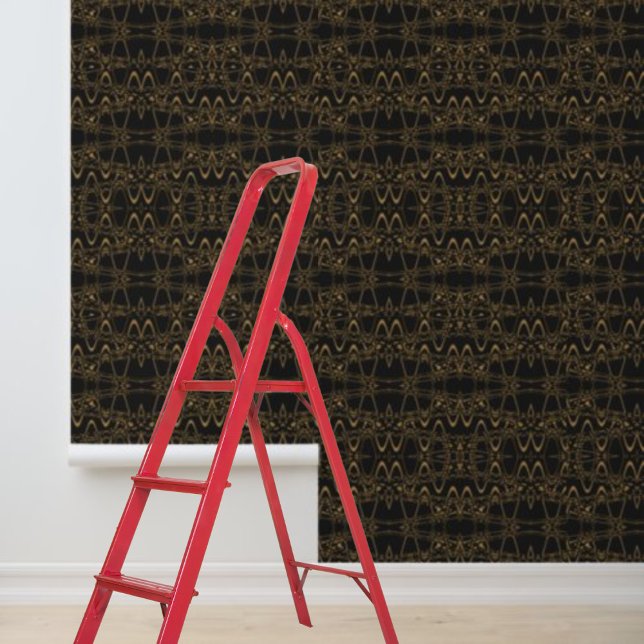 Papier Peint Papier peigné et collé noir marron vagues motif (Peel and stick wallpaper black brown waves pattern wallpaper)