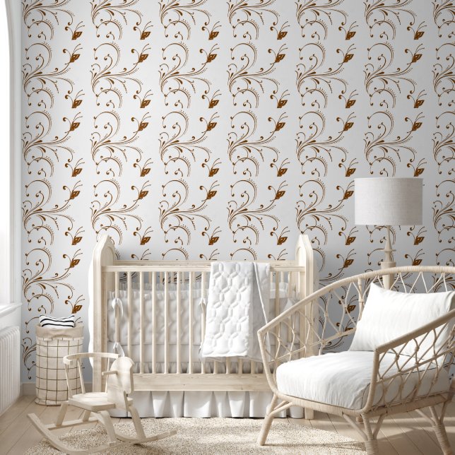 Papier peint Papier peint Brown Papillon Beige Flo (Enfants)