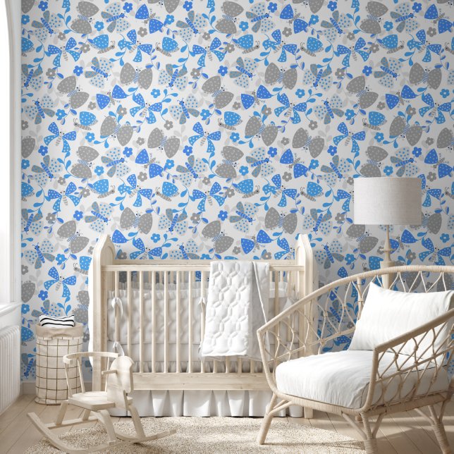 Papier Peint Papillon bleu mou (Enfants)