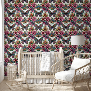 Papier Peint Papillon de rêve et élégance florale