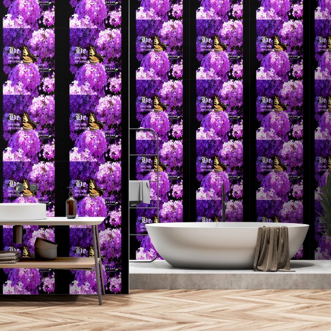 Papier Peint Papillon et Phlox, Ecclésiaste 3:11 (Salle de bain)