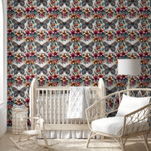 Papier Peint Papillon majestueux et rayonnement floral