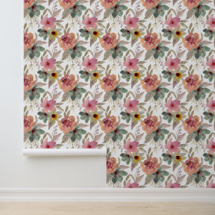 Papier Peint Papillon motif à fleur carrelée mignonne