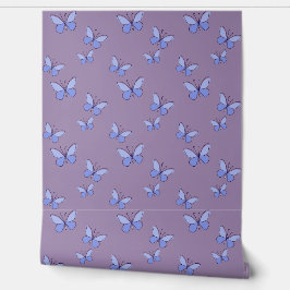 Papier Peint Papillons Bleus mignons en style Doodé