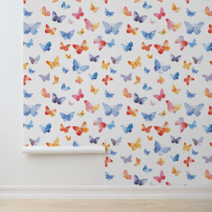 Papier Peint Papillons Peints À L'aquarelle Chambre Enfant Noun