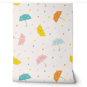 Papier Peint Parapluies mignonnes et crème de gouttes d'eau