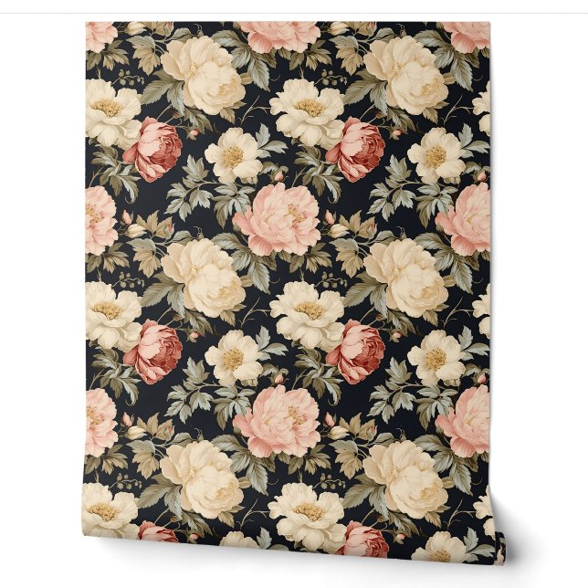 Papier Peint Parchemins de style victorien rose (Déroulement)