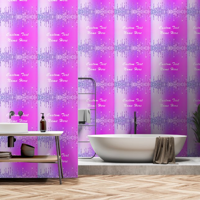 Papier Peint Parties scintillant de néon rose violet texte pers (Salle de bain)