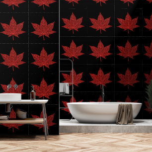 Papier Peint Parties scintillant Rouge Feuille d'érable Couleur