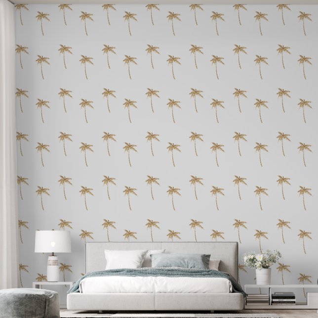 Papier Peint Parties scintillant Tropical Gold Palm Trees (Chambre à coucher)