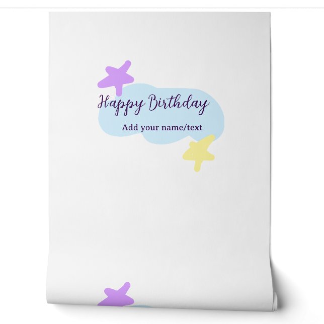 Papier Peint Pastel blue clouds stars purple happy birthday nam (Déroulement)