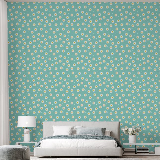 PAPIER PEINT PASTEL BLUE DAISIES SANS PARAÎTRE (Chambre à coucher)