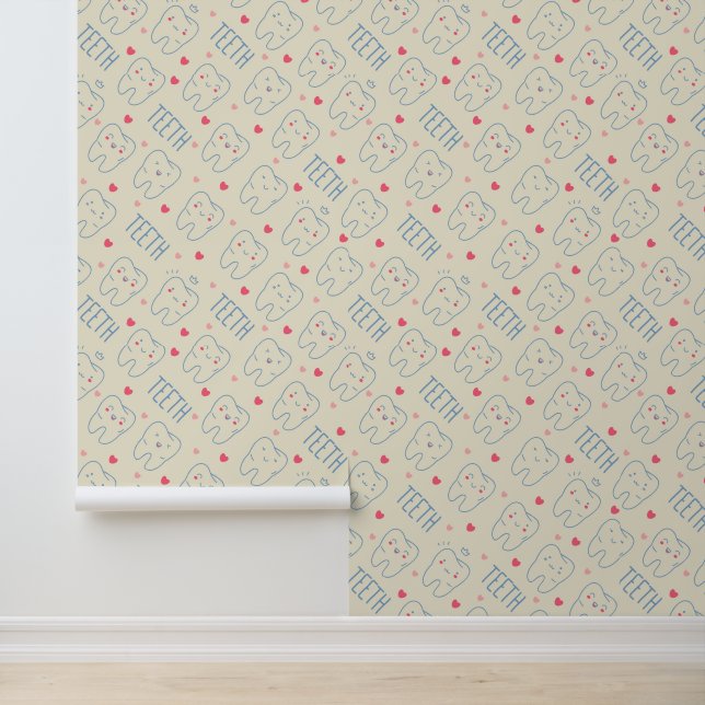 Papier Peint Pastel Happy Teeth Motif (Application)