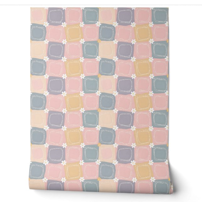 Papier Peint Pastel Patchwork Delft (Déroulement)