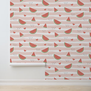 Papier Peint Pastèques rouges, Coeurs, Grandes Pâtes, Motif d'é