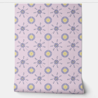 Papier Peint pattern with blue and yellow flowers