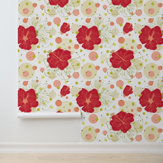 Papier Peint Patters de Drawn Hibiscus (Application)