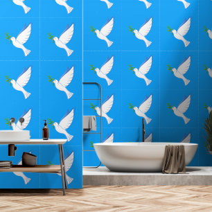 Papier Peint Peace Dove with Olive Branch sur Blue Sky
