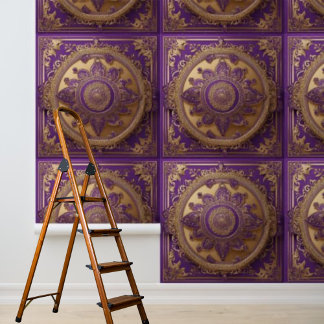 Papier Peint Peel and Stick Indian Rich Purple Gold Carrés