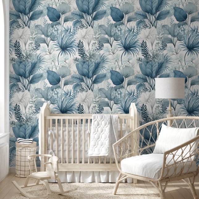 Papier Peint Peel et bâton bleu blanc moderne (Enfants)